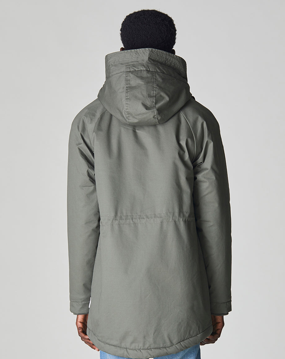 Bellfield borg lined parka with hood in khaki on sale