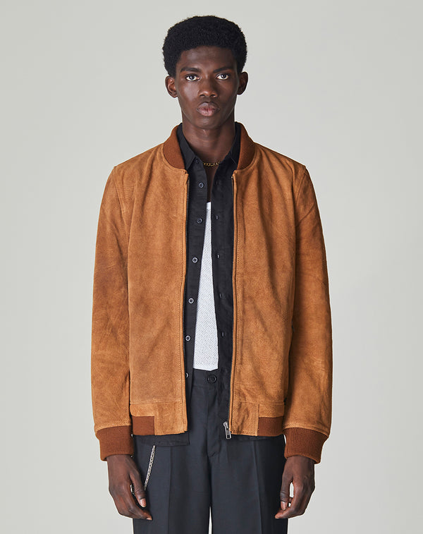 Bellfield Plato Suede Bomber Men s Jacket in Navy Bellfield Clothing