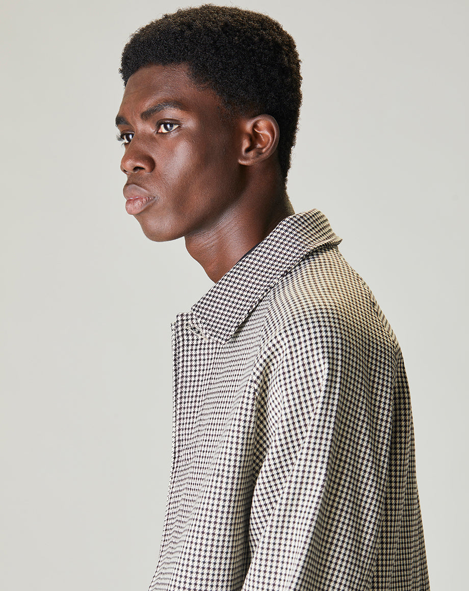 Bellfield Ame Men s Houndstooth Mac in Beige Bellfield Clothing