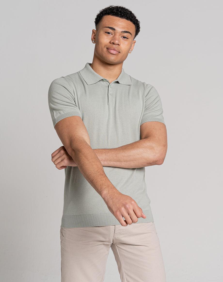 ESSENTIAL SHORT SLEEVE KNITTED POLO | MINT - Bellfield Clothing