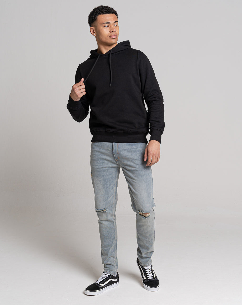 ESSENTIAL PLAIN HOODIE | BLACK - Bellfield Clothing