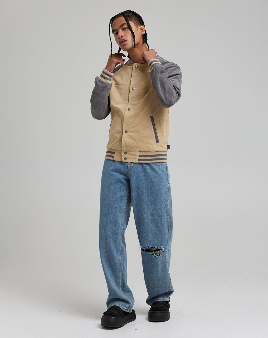 Suede varsity jacket sale