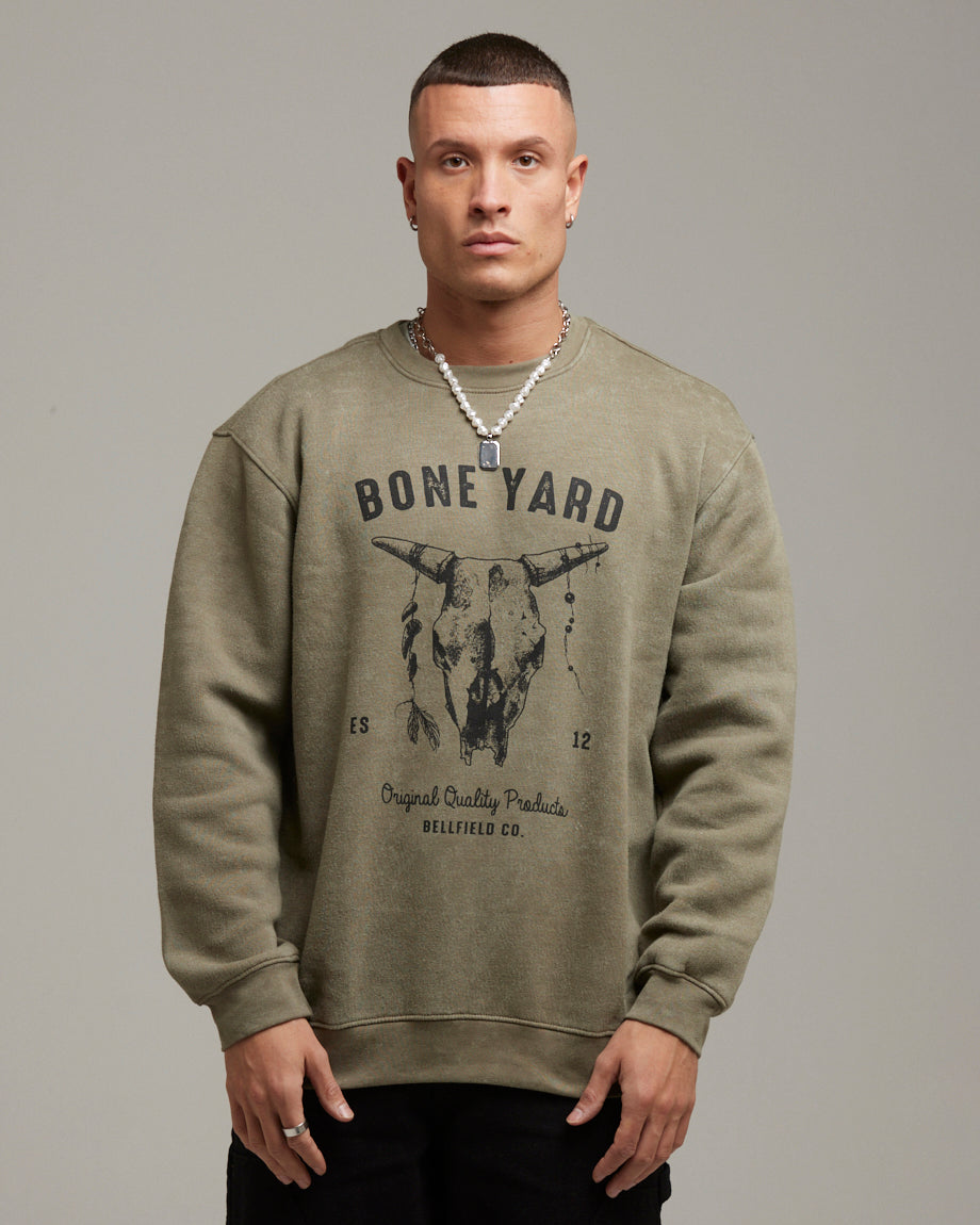 DIAVIK MEN S CREW NECK SWEATSHIRT KHAKI Bellfield Clothing
