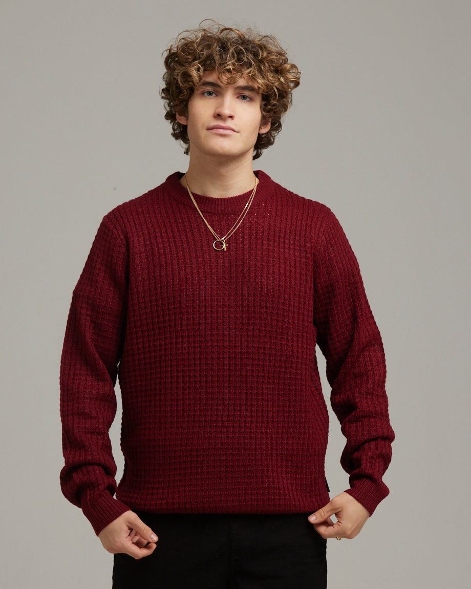 waffle knit crew neck shirt