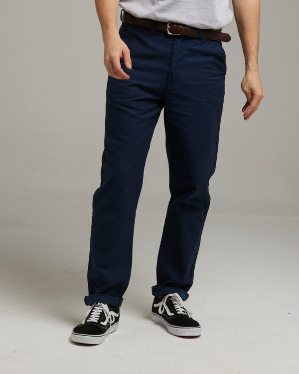 DOWA MEN'S RELAXED FIT CHINOS NAVY Bellfield Clothing