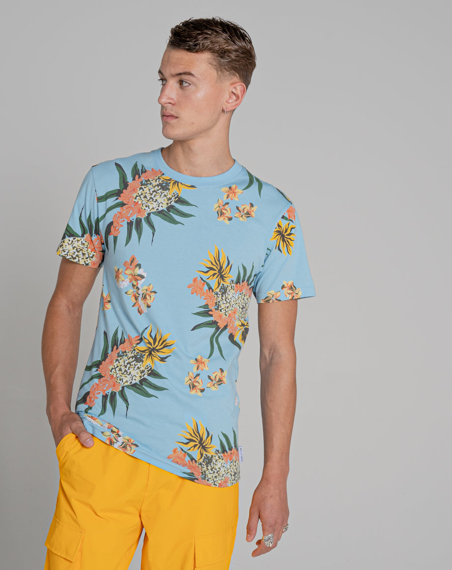 Bellfield Troy Printed Men's Organic T-Shirt in Pale Blue - Bellfield ...