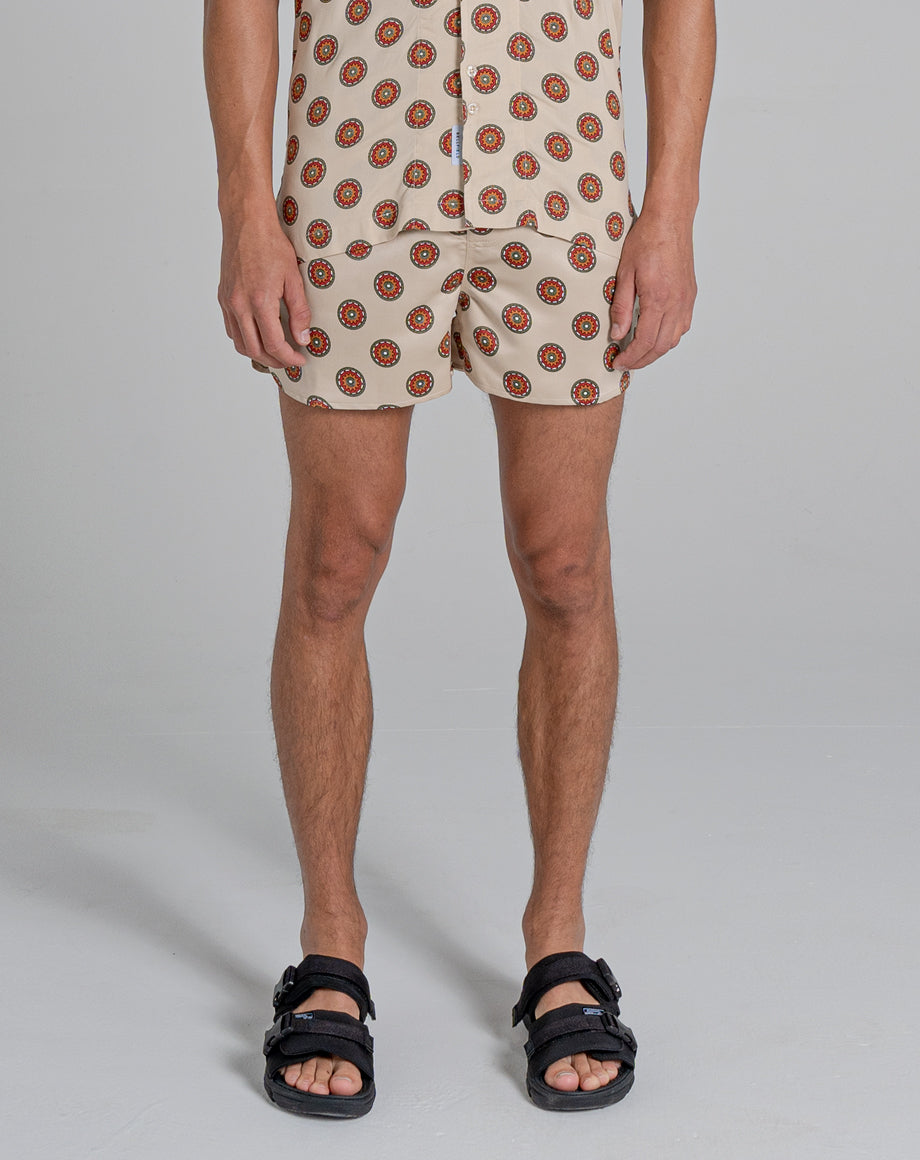 Bellfield Sutra Print Men s Swim Shorts in Mushroom Bellfield Clothing